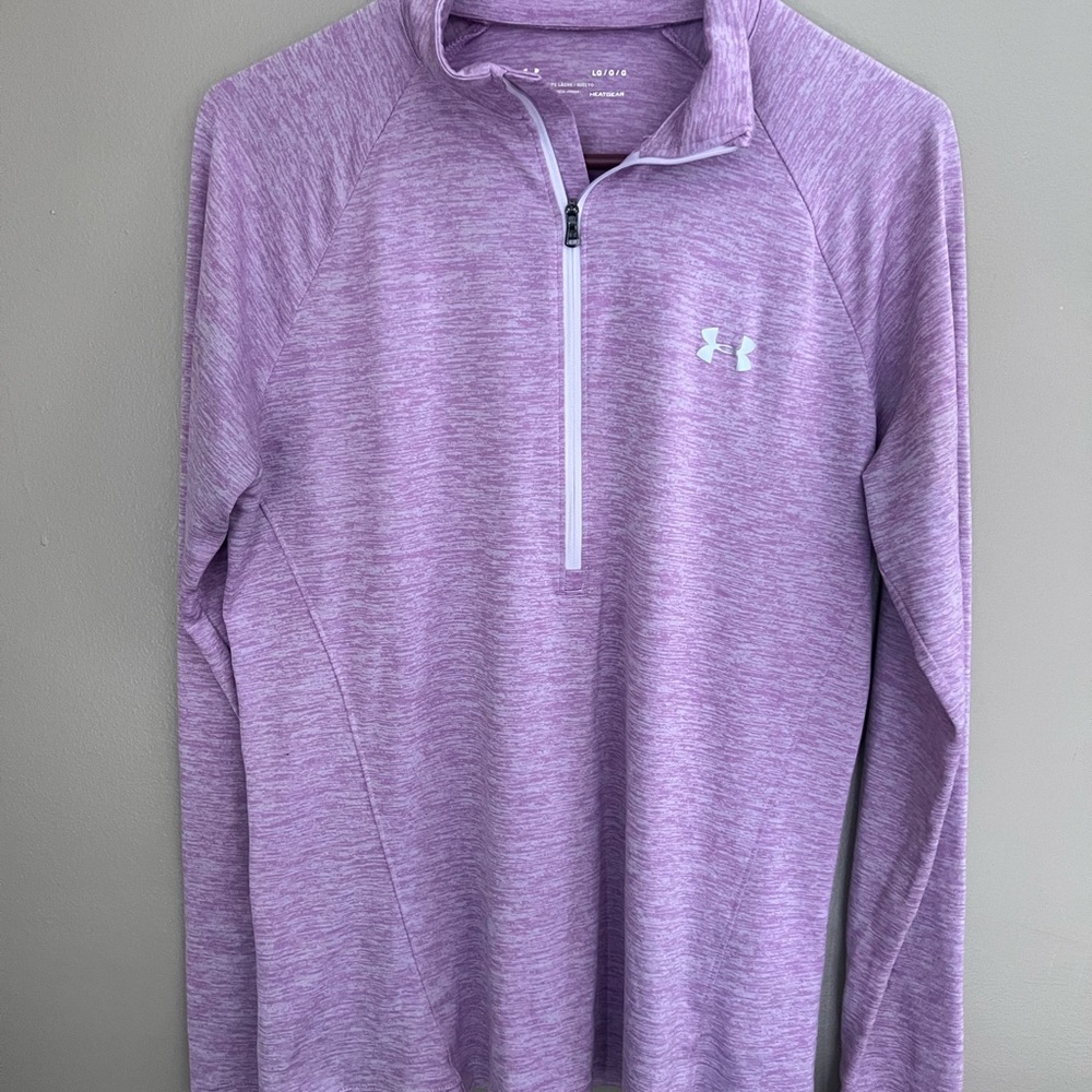 Under Armour Women's Tech 1/2 Zip Twist pullover in a misty purple color